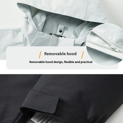 Men's Outdoor Waterproof Warm Women's Jacket Three-in-One Two-piece Set Silver Fox Velvet Liner