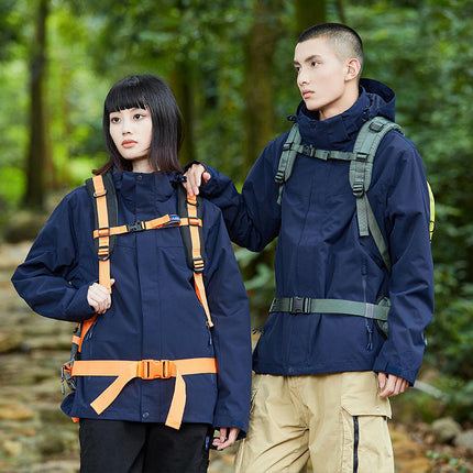 Outdoor Jacket Men's Waterproof and Anti-fouling Jacket Women's Jacket 3 in 1 Two-piece Set