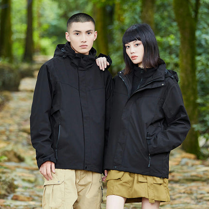 Outdoor Jacket Men's Waterproof and Anti-fouling Jacket Women's Jacket 3 in 1 Two-piece Set