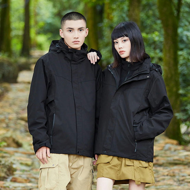 Outdoor Jacket Men's Waterproof and Anti-fouling Jacket Women's Jacket 3 in 1 Two-piece Set
