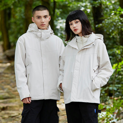 Outdoor Jacket Men's Waterproof and Anti-fouling Jacket Women's Jacket 3 in 1 Two-piece Set