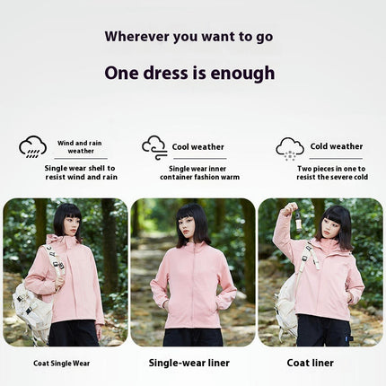 Outdoor Jacket Men's Waterproof and Anti-fouling Jacket Women's Jacket 3 in 1 Two-piece Set