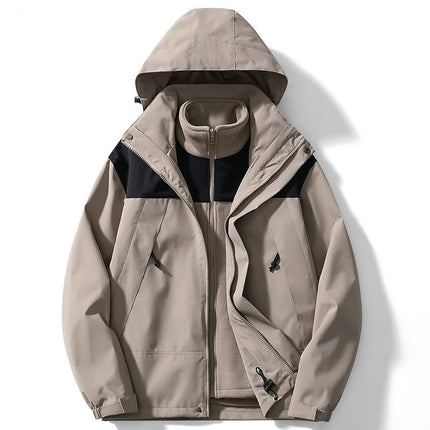 Men's and Women's Jackets 3 in 1 Outdoor Windproof and Rainproof Mountaineering Clothing