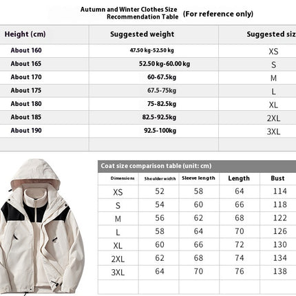 Men's and Women's Jackets 3 in 1 Outdoor Windproof and Rainproof Mountaineering Clothing