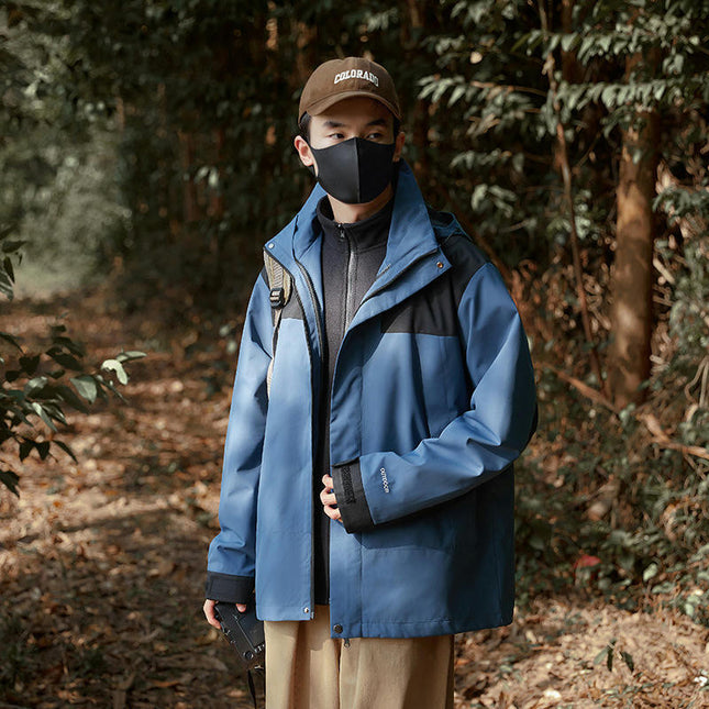 3-in-1 Autumn and Winter 2-Piece Set Windproof and Waterproof Mountaineering Warm Jacket