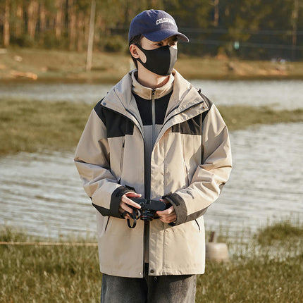 3-in-1 Autumn and Winter 2-Piece Set Windproof and Waterproof Mountaineering Warm Jacket