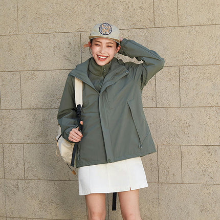 Men's 3 in 1Jacket Waterproof Windbreaker Running Cycling Golf Hiking Hood Coat