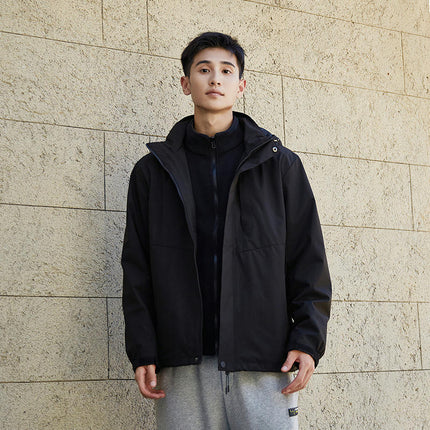 Men's 3 in 1Jacket Waterproof Windbreaker Running Cycling Golf Hiking Hood Coat