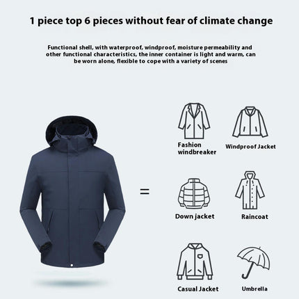 Mens Winter Skiing Jacket 3 in 1 Waterproof Warm Snow Fleece Lining Coat Hooded Windproof Jacket