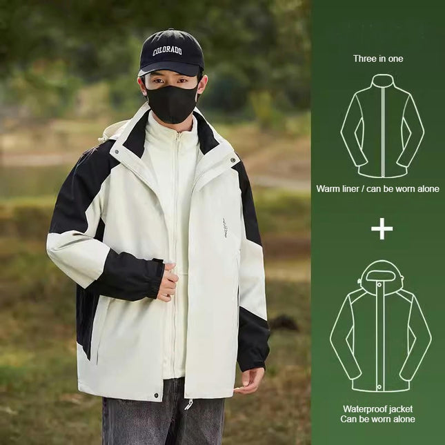 Mens Winter Jacket Waterproof Warm Snow Ski Jackets with Removable Hood