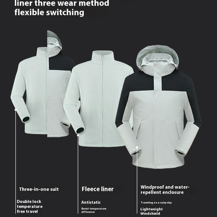 Womens 3-in-1 Winter Jacket Waterproof Rain Coat with Hood Warm Fleece Ski Jackets