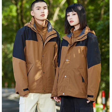 Women's Three-in-one Jacket, Men's Outdoor Camping and Hiking Waterproof Jacket
