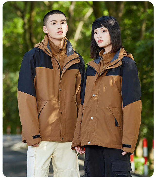Women's Three-in-one Jacket, Men's Outdoor Camping and Hiking Waterproof Jacket