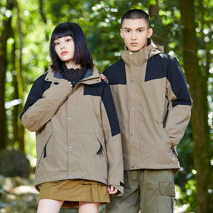 Women's Three-in-one Jacket, Men's Outdoor Camping and Hiking Waterproof Jacket