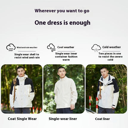 Women's Three-in-one Jacket, Men's Outdoor Camping and Hiking Waterproof Jacket 1