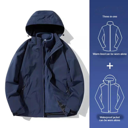 Women's Jacket 3 in 1 Autumn and Winter Couple Windproof Waterproof Ski Jacket Men