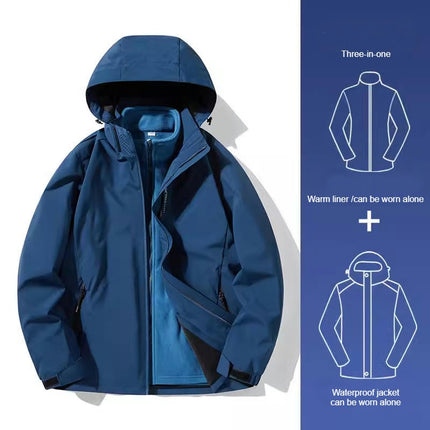 Women's Jacket 3 in 1 Autumn and Winter Couple Windproof Waterproof Ski Jacket Men 1