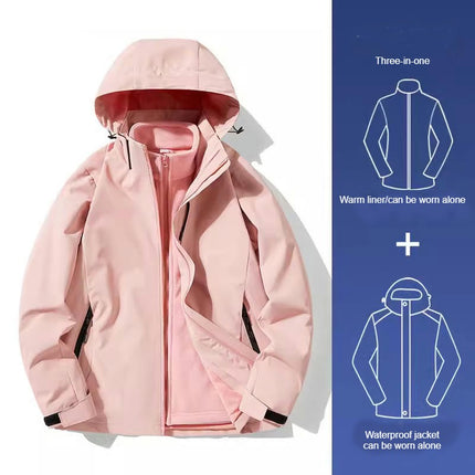 Women's Jacket 3 in 1 Autumn and Winter Couple Windproof Waterproof Ski Jacket Men
