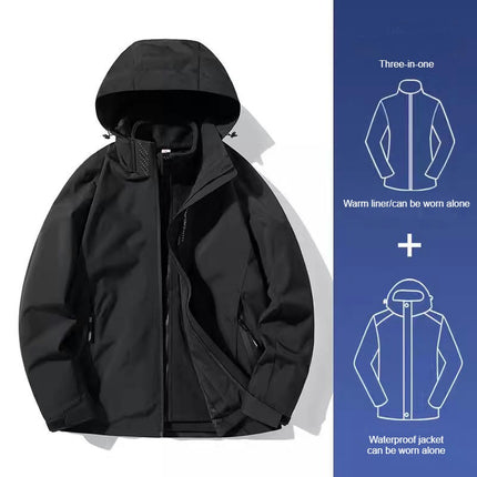 Women's Jacket 3 in 1 Autumn and Winter Couple Windproof Waterproof Ski Jacket Men
