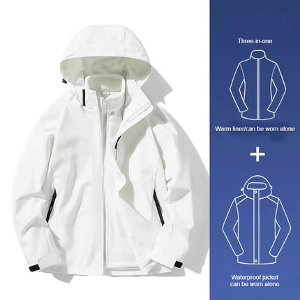 Women's Jacket 3 in 1 Autumn and Winter Couple Windproof Waterproof Ski Jacket Men