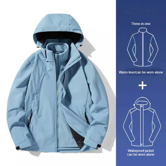 Women's Jacket 3 in 1 Autumn and Winter Couple Windproof Waterproof Ski Jacket Men 1