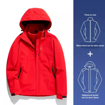 Women's Jacket 3 in 1 Autumn and Winter Couple Windproof Waterproof Ski Jacket Men 1