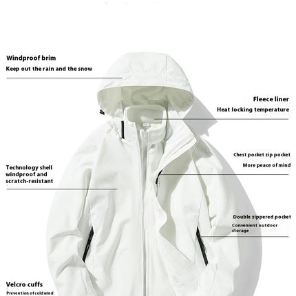 Women's Jacket 3 in 1 Autumn and Winter Couple Windproof Waterproof Ski Jacket Men