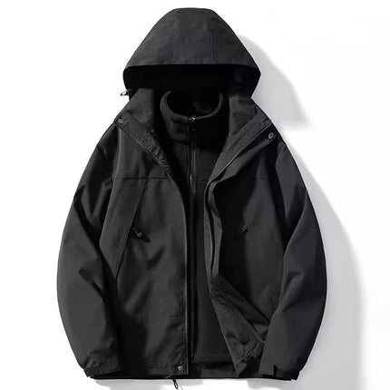 Men's Waterproof 3-in-1 Ski Jacket, Winter Windproof Hooded Jacket Snow Rain Jacket with Inner Warm Coat