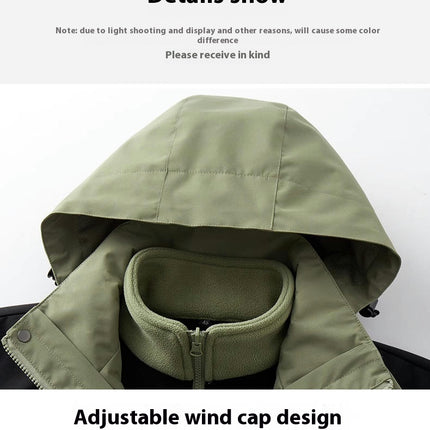 Men's Waterproof 3-in-1 Ski Jacket, Winter Windproof Hooded Jacket Snow Rain Jacket with Inner Warm Coat