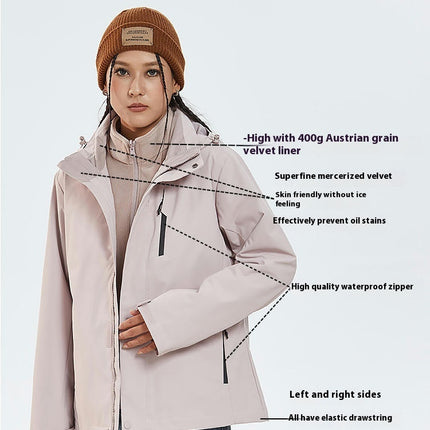 Women's 3-in-1 Jacket Men's Dupont Tri-Proof Waterproof Outdoor Hiking Travel Jacket