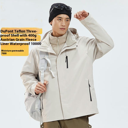 Women's 3-in-1 Jacket Men's Dupont Tri-Proof Waterproof Outdoor Hiking Travel Jacket