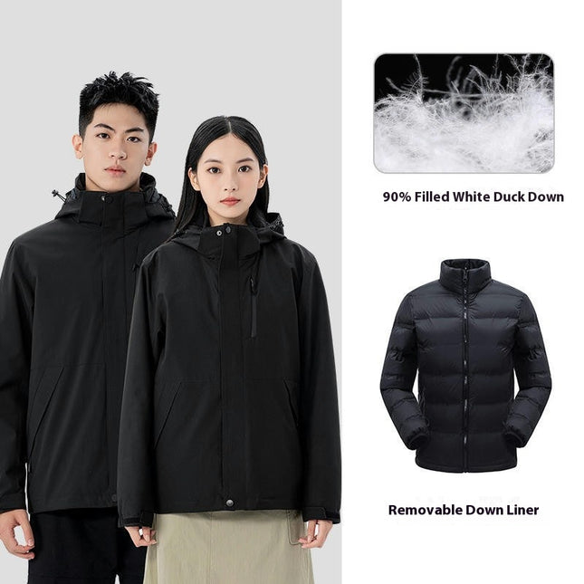 Waterproof Jackets for Men and Women Warm 3 in 1 Ski Winter Outerwear Mountaineering Clothes-A