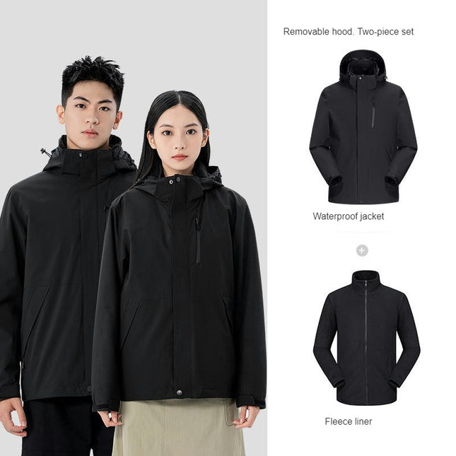 Waterproof Jackets for Men and Women Warm 3 in 1 Ski Winter Outerwear Mountaineering Clothes-A