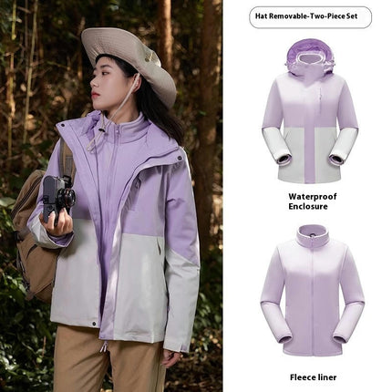 Men's Women's 3 in 1 Winter Ski Jacket Warm Fleece Liner Jacket Waterproof Coat
