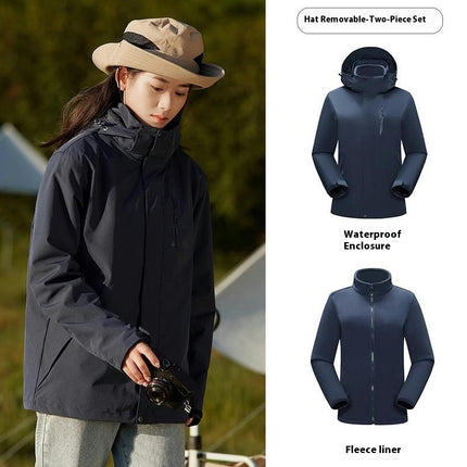 Men's Women's 3 in 1 Winter Ski Jacket Warm Fleece Liner Jacket Waterproof Coat 1