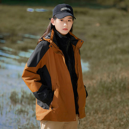 Men's and Women's 3-in-1 Detachable 2-Piece Windproof and Waterproof Ski Jacket