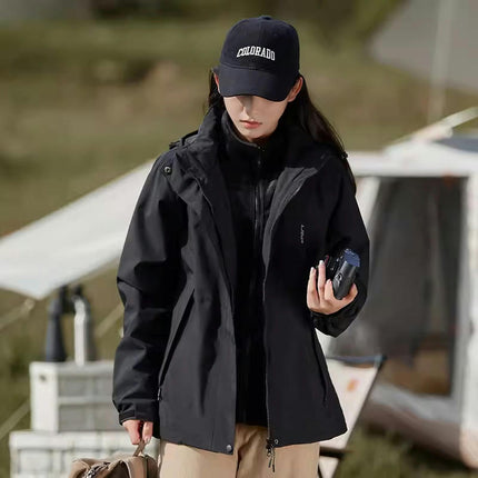 Men's and Women's 3-in-1 Detachable 2-Piece Windproof and Waterproof Ski Jacket