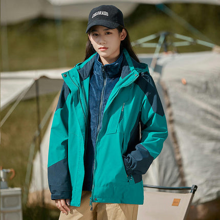 Men's and Women's 3-in-1 Detachable 2-Piece Windproof and Waterproof Ski Jacket