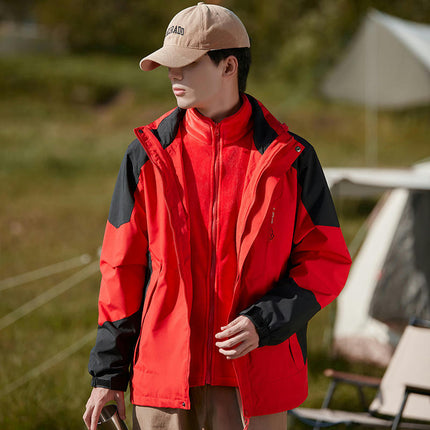 Men's and Women's 3-in-1 Detachable 2-Piece Windproof and Waterproof Ski Jacket 1