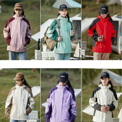 Men's and Women's 3-in-1 Detachable 2-Piece Windproof and Waterproof Ski Jacket