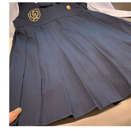 Baby Girl Dress Spring Academy Style JK Fake Two-Piece Girl Spring Skirt Trendy