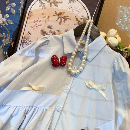 Girls Fashion Bow Shirt Dress Long Sleeve Children Baby Princess Dress