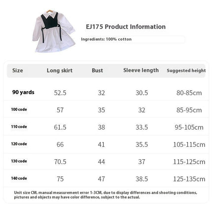 Girls Lapel Dress Autumn Style Bowknot Splicing Small and Medium Children's Dress