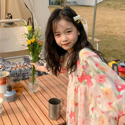 Children's Autumn Long Sleeve Dress-Baby Girl Lapel Flower Flowing Dress