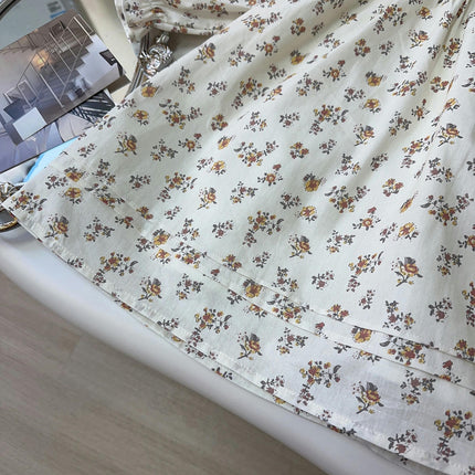 Girls Long Sleeve Shirt Dress-Spring and Autumn Embroidered Lapel Floral Dress