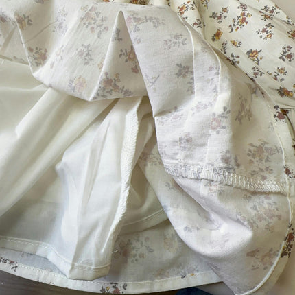 Girls Long Sleeve Shirt Dress-Spring and Autumn Embroidered Lapel Floral Dress