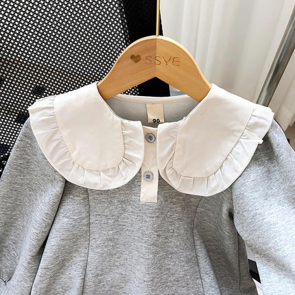 Girls Dress-Spring and Autumn Style Baby Collar Long Sleeve Sweater Dress