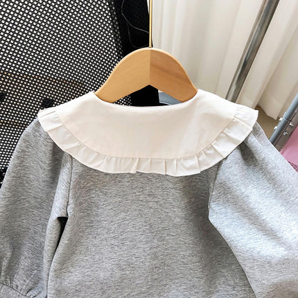 Girls Dress-Spring and Autumn Style Baby Collar Long Sleeve Sweater Dress