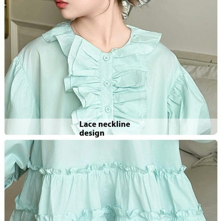 Medium-Sized Cousin Ears Simple Long-Sleeved Dress Children's Ruffle Princess Skirt