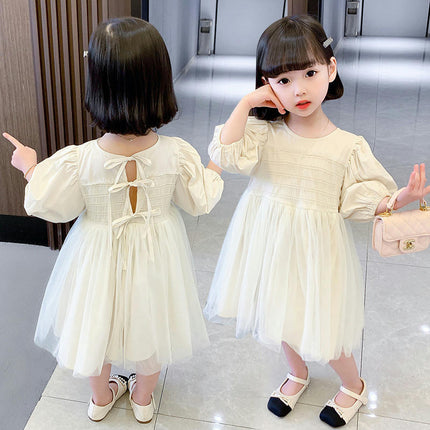2-6 Years Old Girl Mesh Puff Sleeve Party Ballet Skirt Birthday Dress
